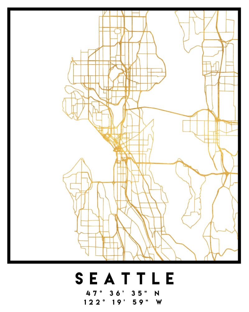 Golden Seattle Streets by Emiliano Deificus — canvas wall art