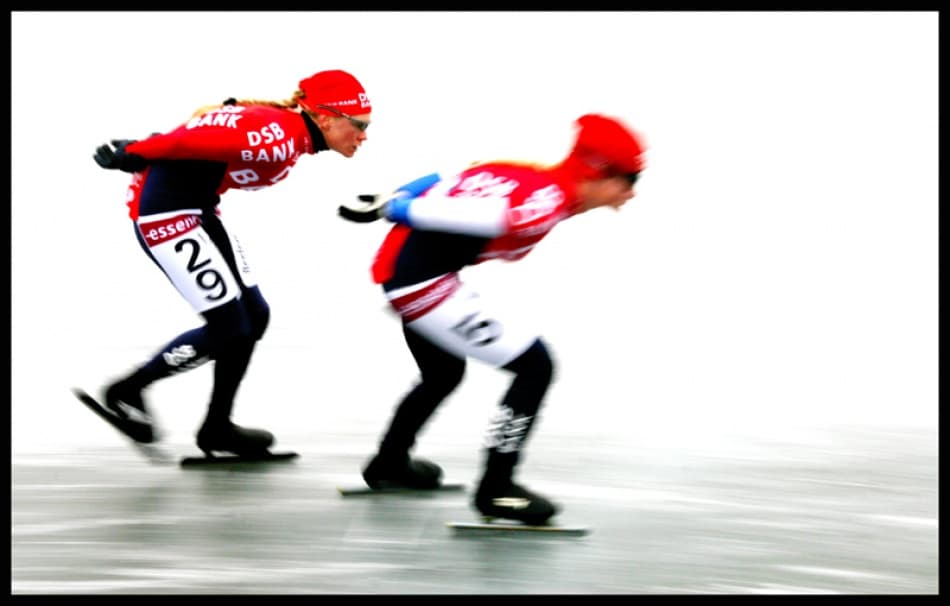 Speed Skating Action by Bror Johansson — canvas wall art