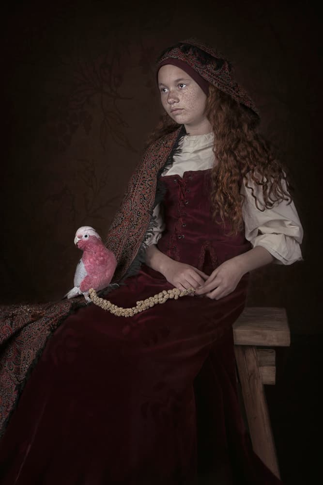 Renaissance Girl with Galah by Carola Kayen-Mouthaan — canvas wall art
