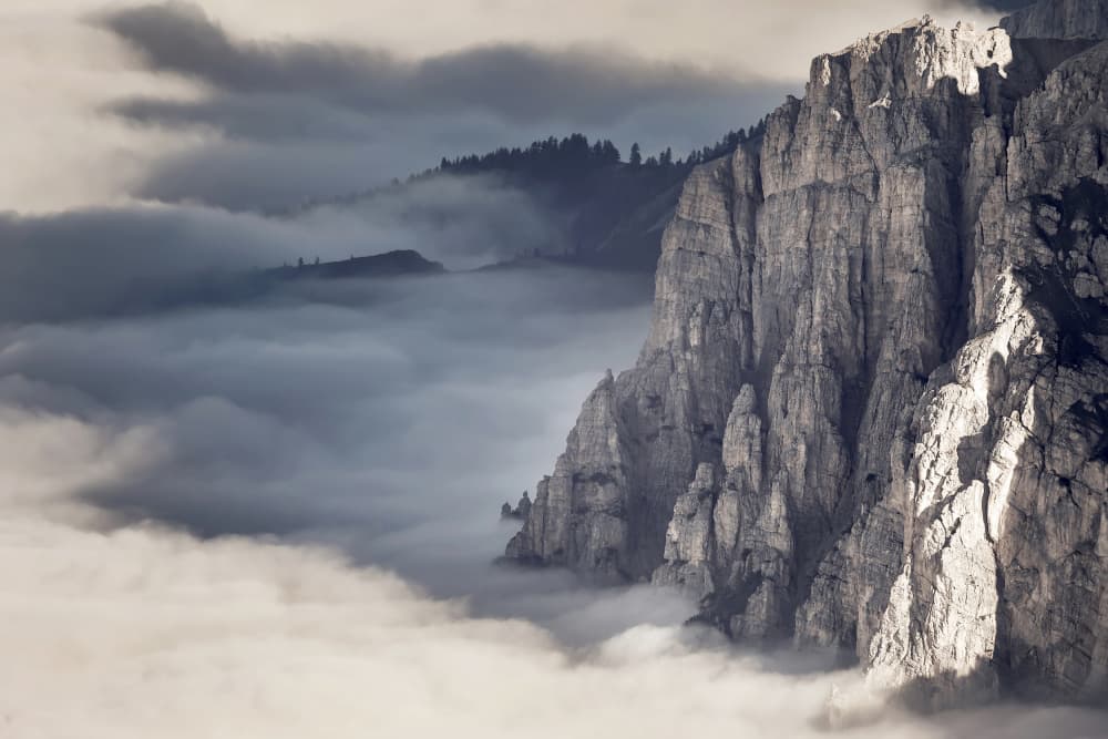 Misty Mountain Peaks by Walter Lackner — canvas wall art