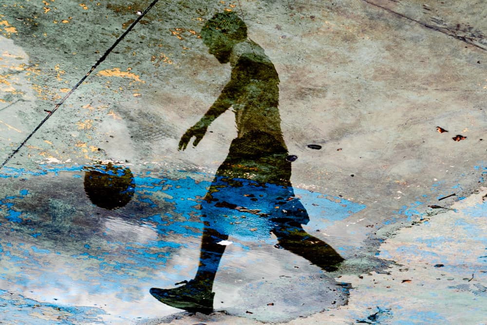 Street Basketball Reflection by Raffaele Maglione — canvas wall art