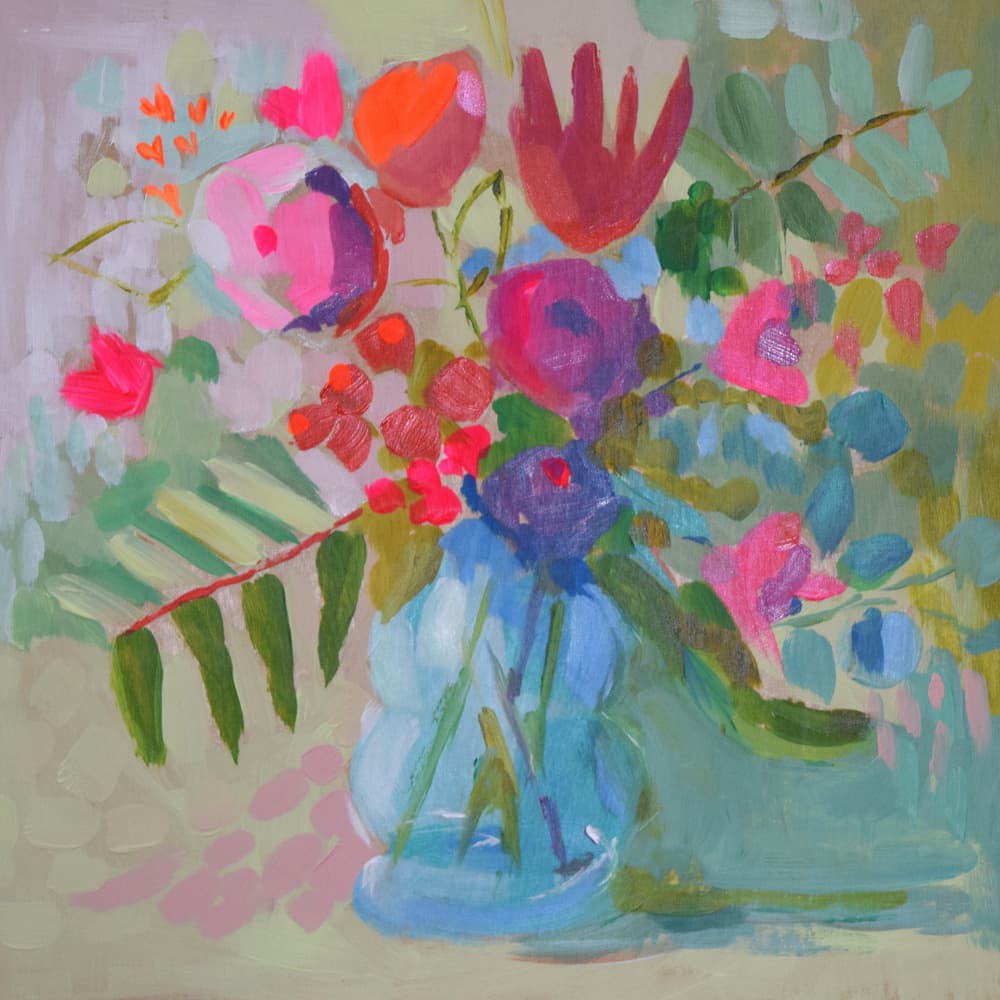 Neon Floral by Jenny Westenhofer — canvas wall art