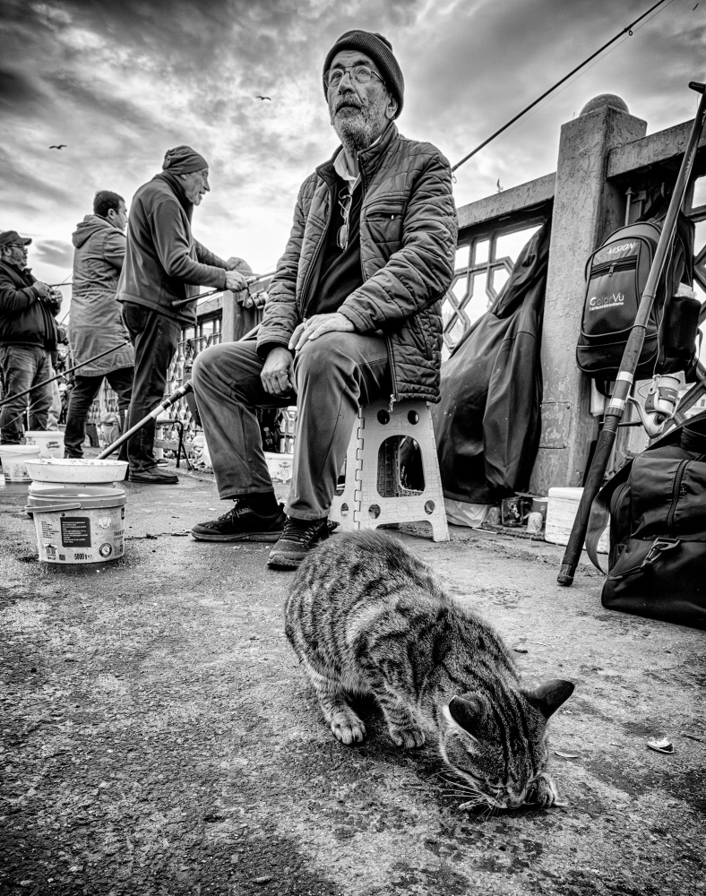 Fisherman And His Cat by Vasil Nanev — canvas wall art