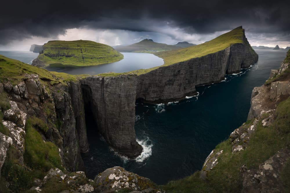 Lake Above Ocean Cliffs by Karol Nienartowicz — canvas wall art