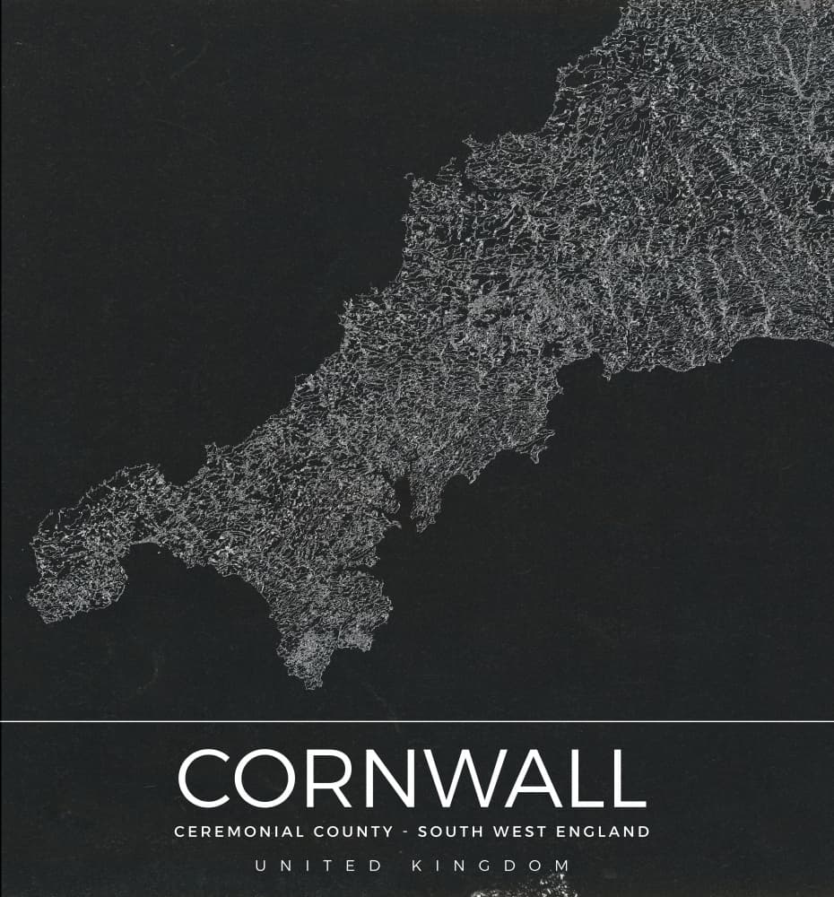 Cornwall Geographic Map by Nicholas — canvas wall art