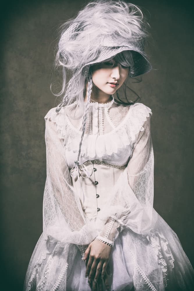 Gothic White Lace Portrait by Daisuke Kiyota — canvas wall art