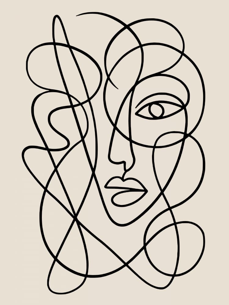 Abstract Line Face by Little Dean — canvas wall art