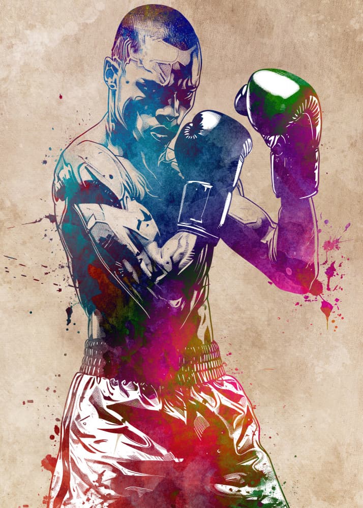 Colorful Boxing Stance by Justyna Jaszke — canvas wall art
