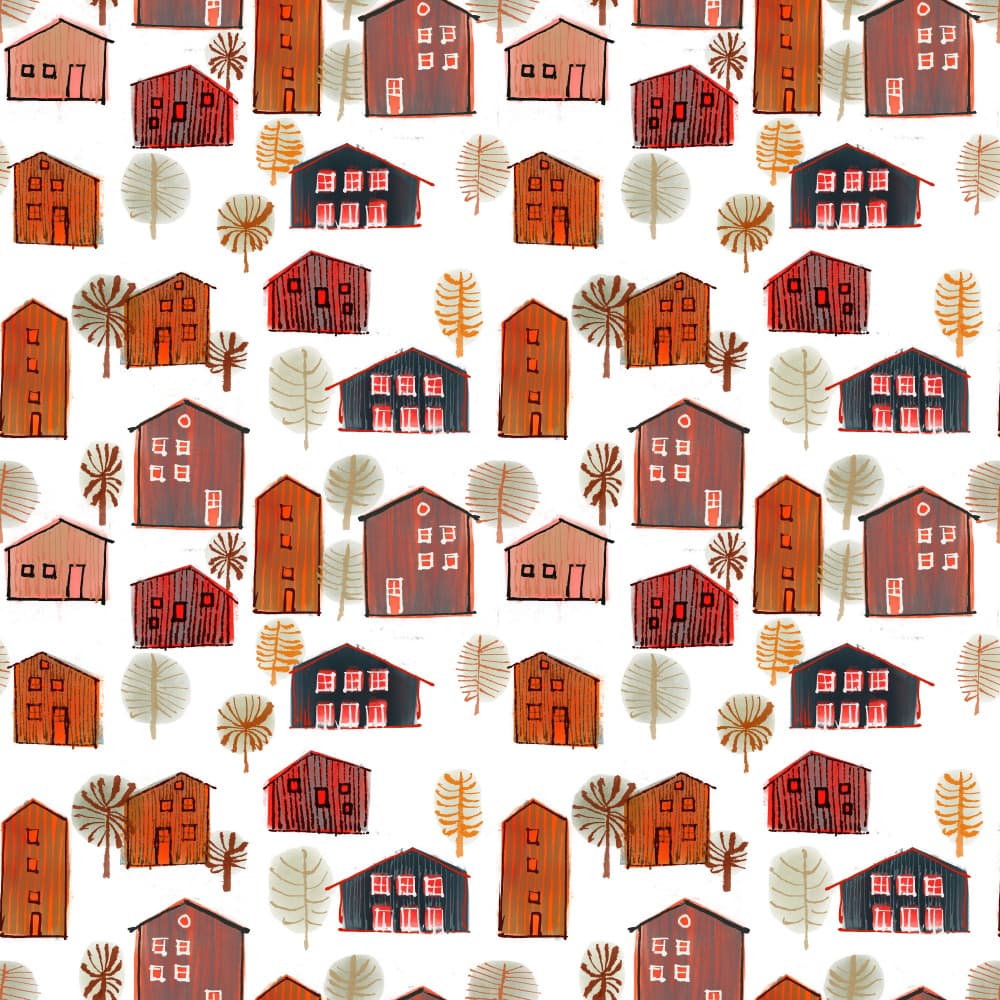 Charming Folk Art Village by MANSI SAXENA — canvas wall art