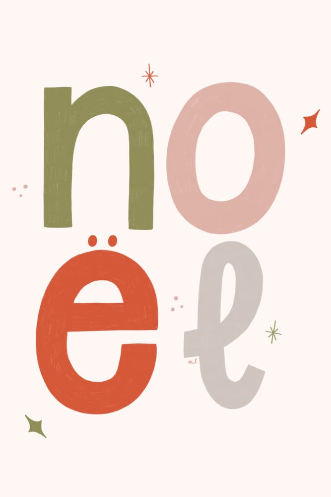 Colorful Noël Lettering by Menina Lisboa — canvas wall art