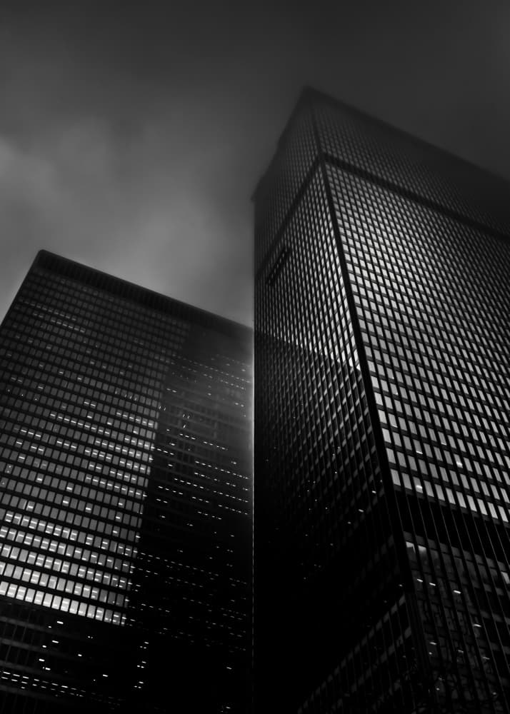 Dark City Skyscrapers by The Learning Curve Photography — canvas wall art