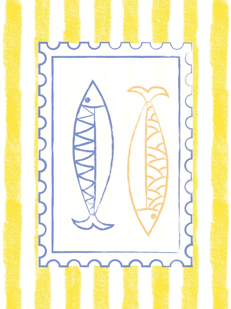 Coastal Fish Stamp by Jolly and Dash — canvas wall art