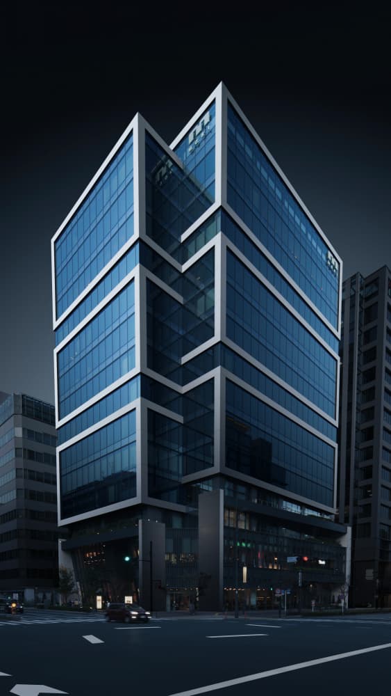 Modern Blue Glass Building by Shuchuan Liu — canvas wall art