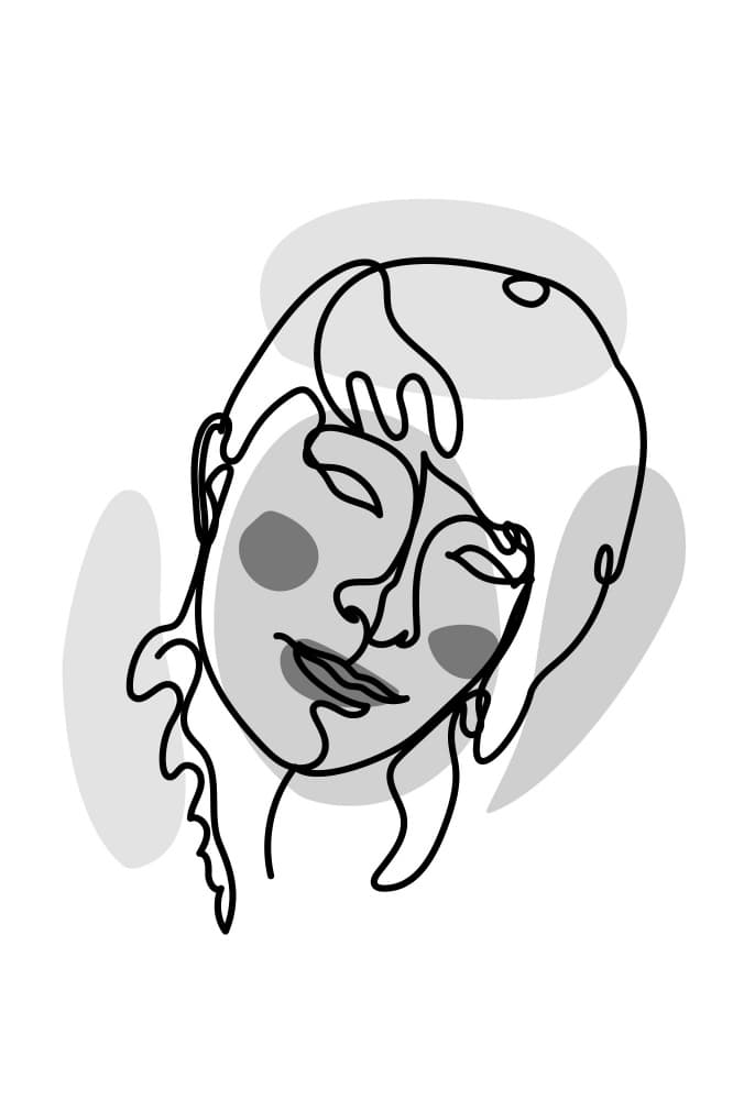 Serene Line Art Portrait by Anna Rose — canvas wall art