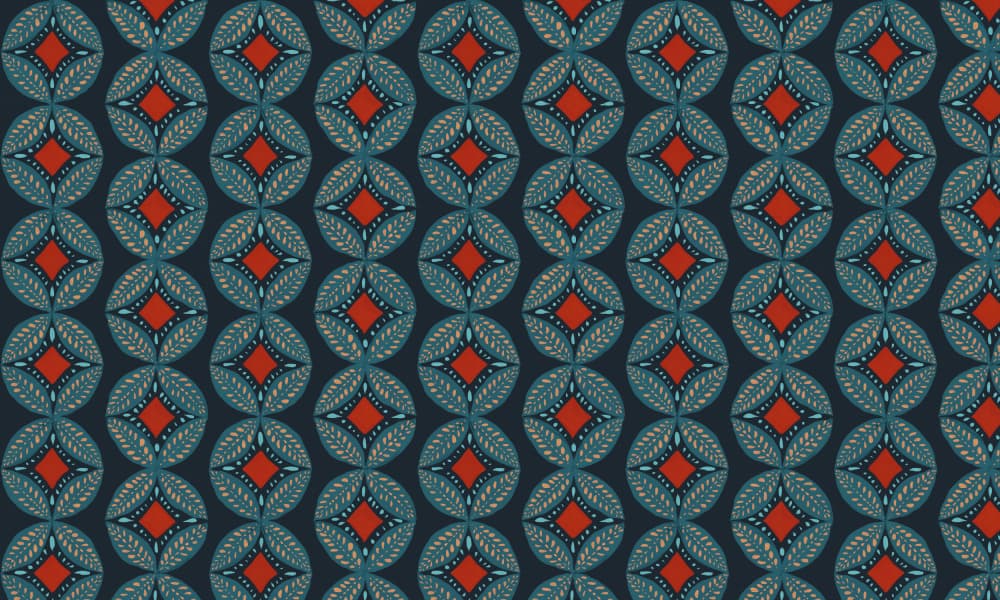 Elegant Teal Floral Pattern by VOLHA RAMANCHUK — canvas wall art