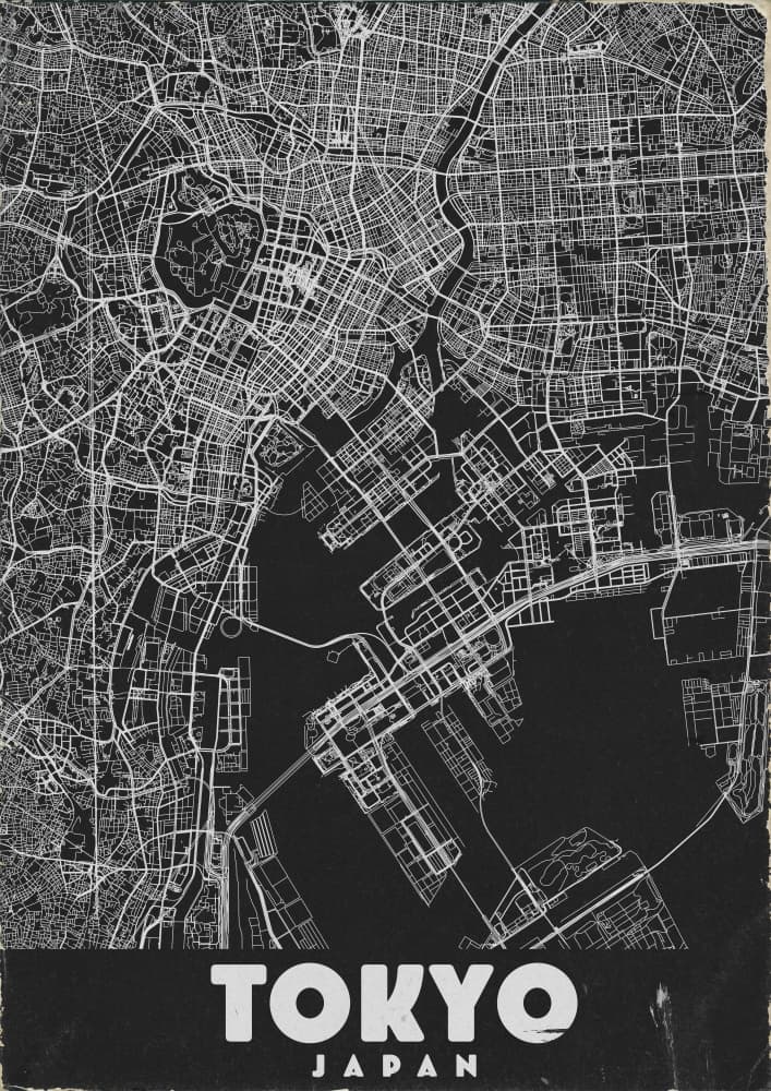 Urban Tokyo Map by Nicholas — canvas wall art