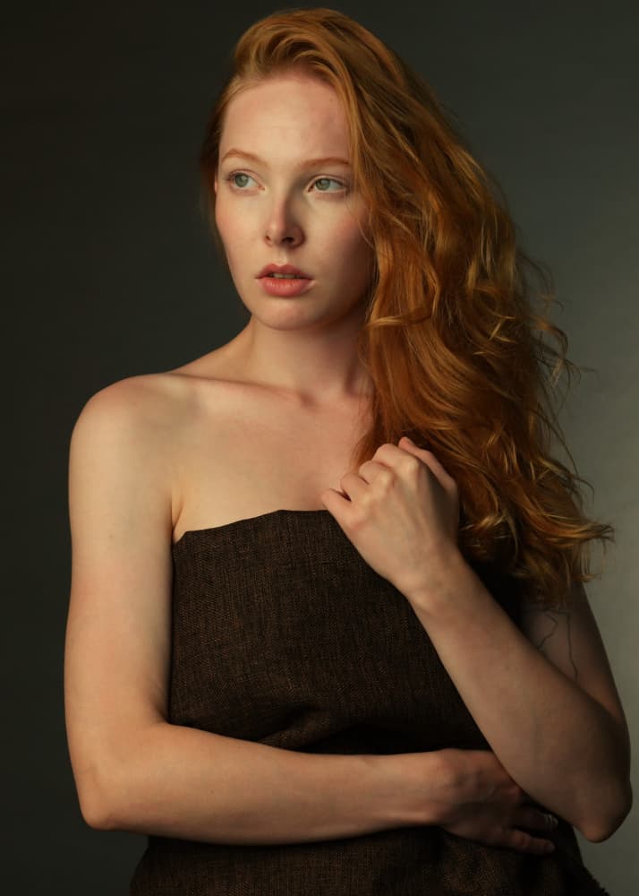 Pensive Redhead Portrait by Yoram GIL — canvas wall art