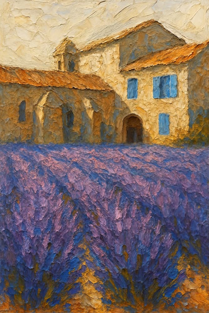 Provence Lavender Farmhouse by Natalie Bruns — canvas wall art