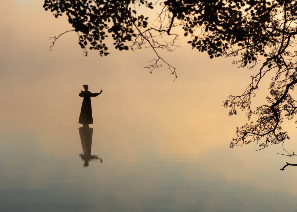 Woman in Mist Reflection by Leszek Paradowski — canvas wall art