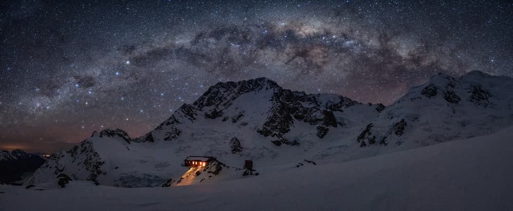 Milky Way Mountain Hut by April Xie — canvas wall art