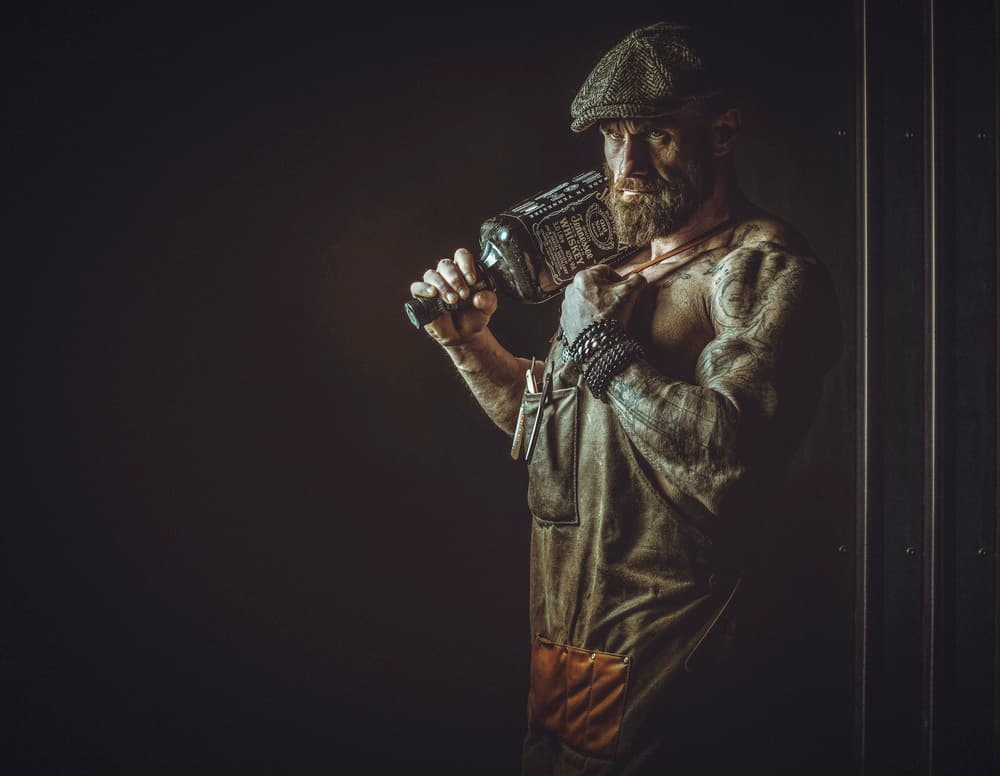 Moody Man with Bottle by gNo — canvas wall art