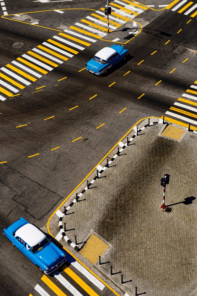 Blue Vintage Street Scene by Andy Bauer — canvas wall art