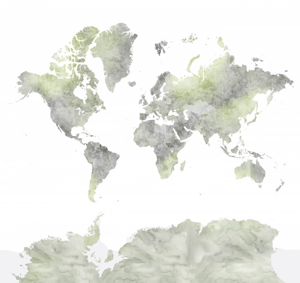 Watercolor World Map by Rosana Laiz Blursbyai — canvas wall art