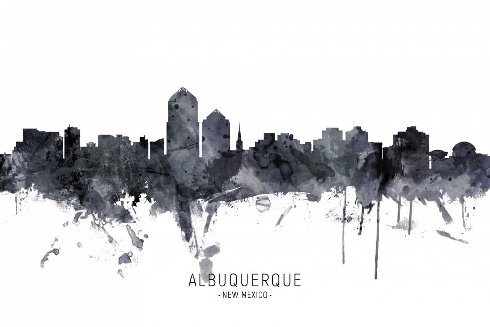 Albuquerque Watercolor Cityscape by Michael Tompsett — canvas wall art