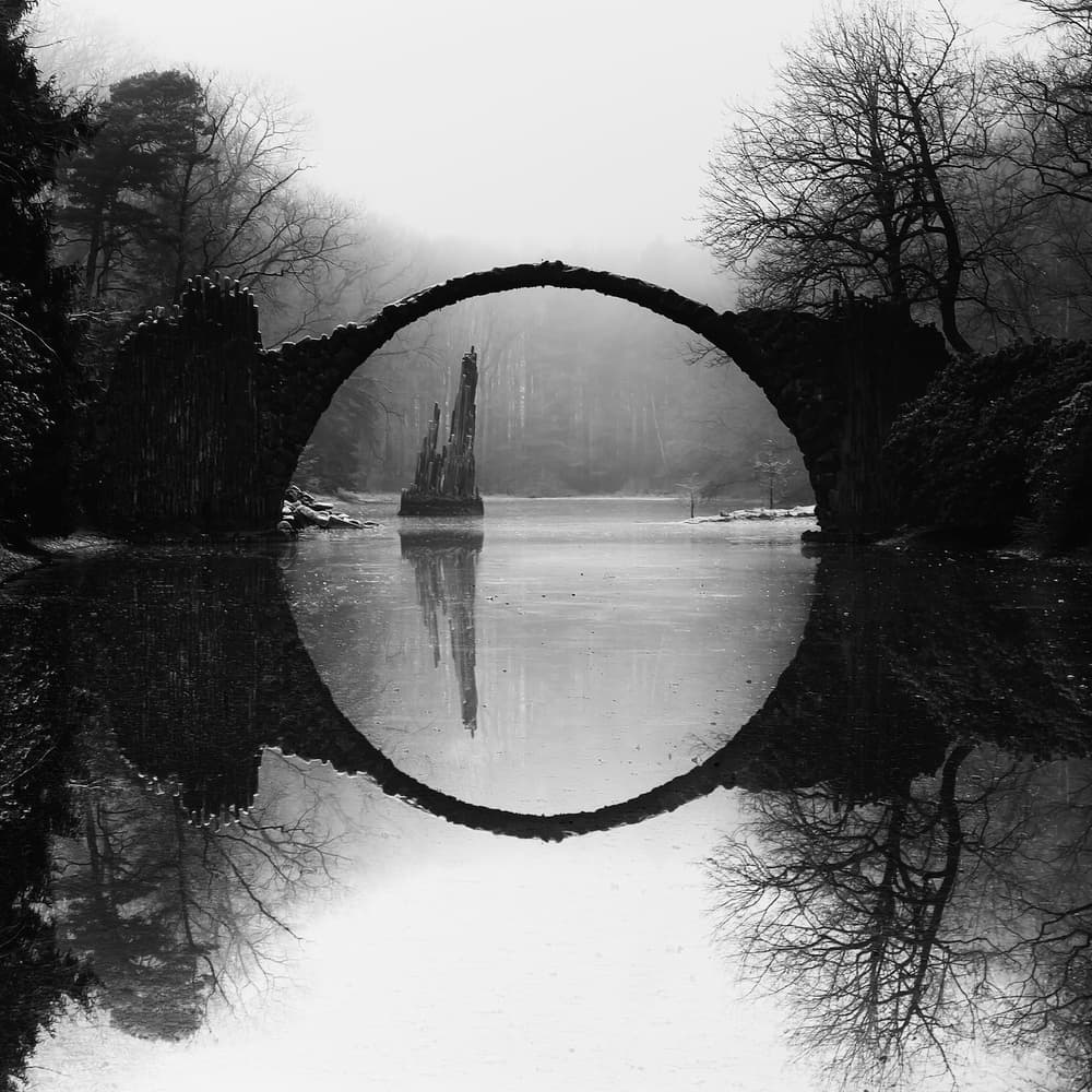 Perfect Circle Bridge by Mike Kreiten — canvas wall art