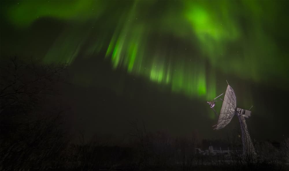 Green Aurora Satellite Dish by Zoltan Tot — canvas wall art