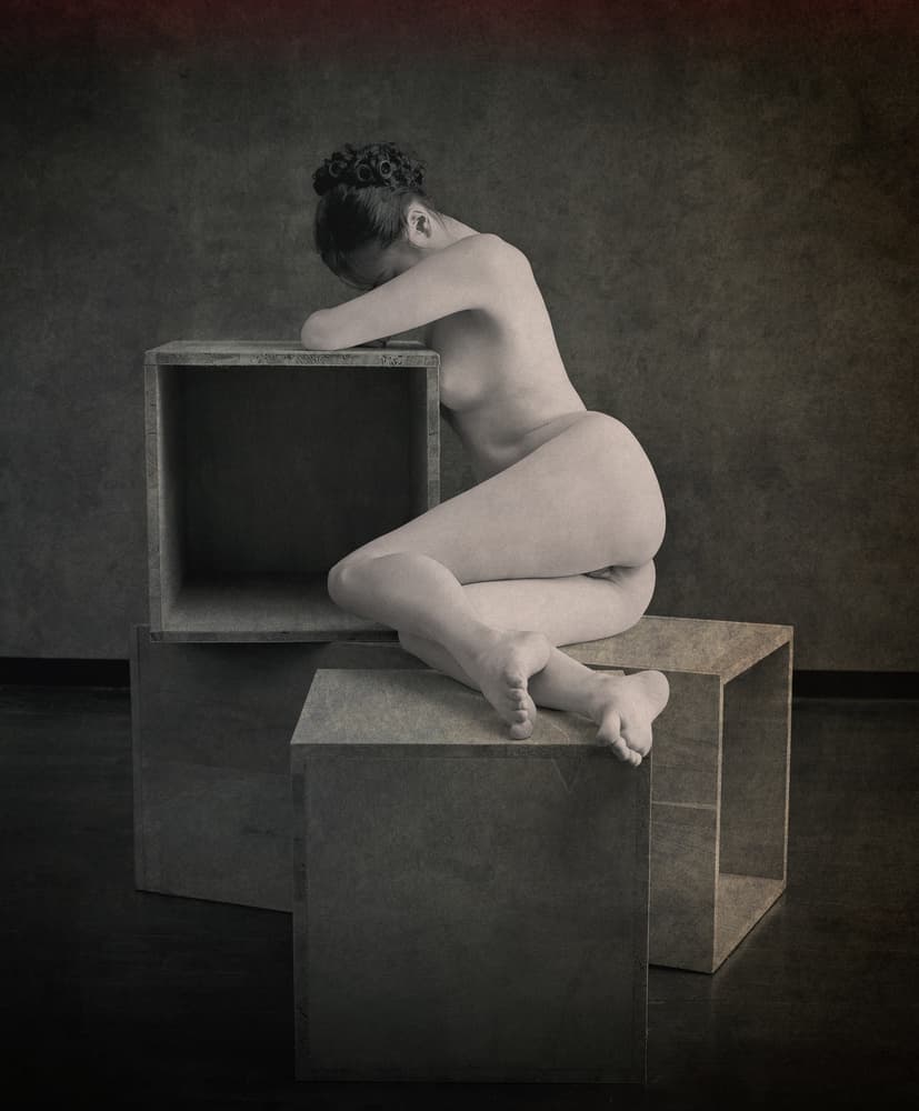 Pensive Female Nude by Fuyuki Hattori — canvas wall art