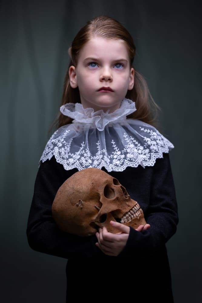Gothic Child Skull by Gila Koller — canvas wall art