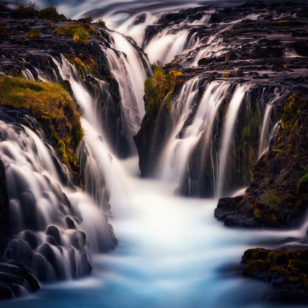 Serene Blue Waterfalls by Stefan Mitterwallner — canvas wall art