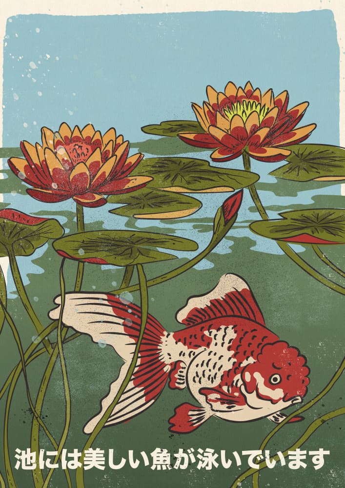 Goldfish and Water Lilies by Nicholas — canvas wall art
