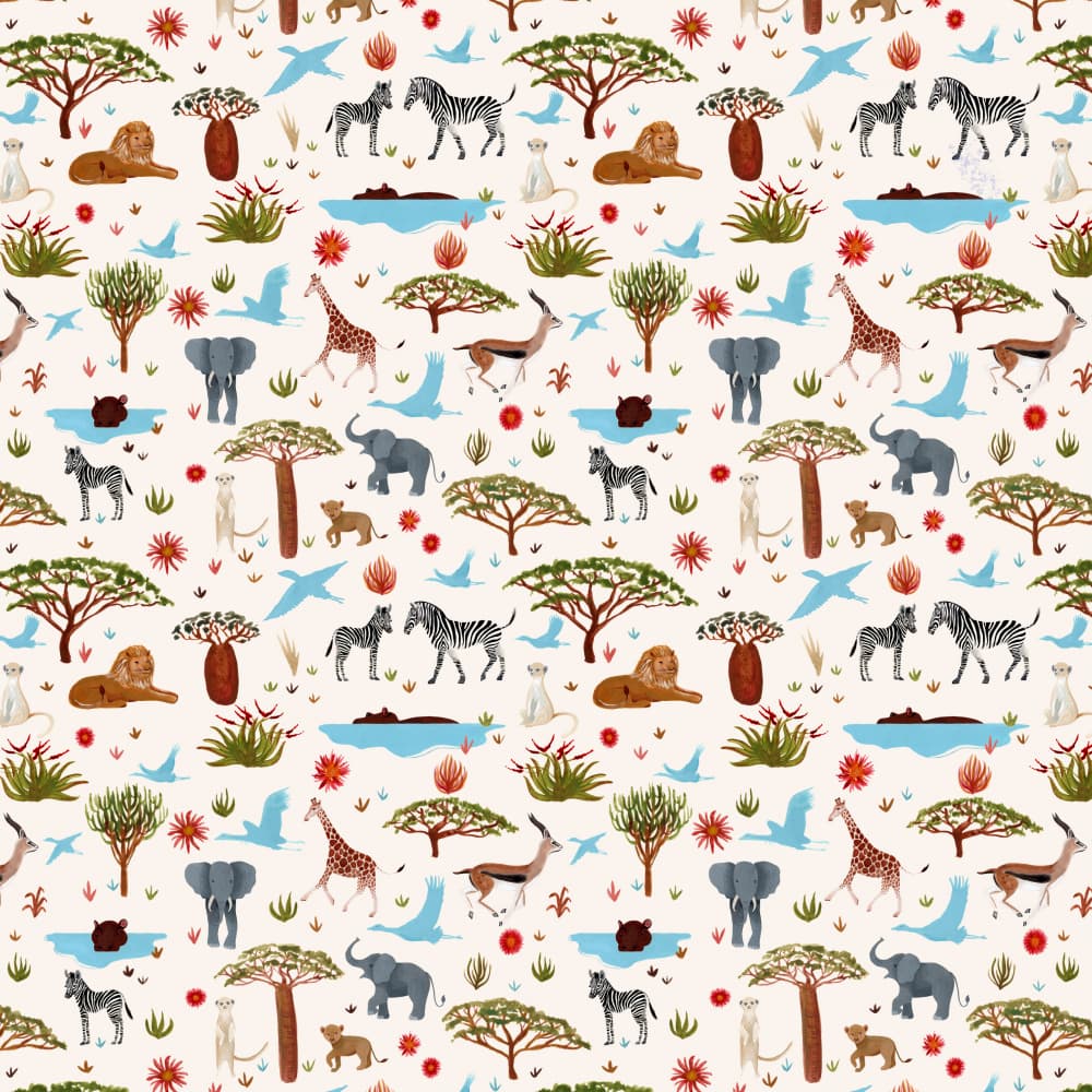 Playful Safari Wildlife by Julie Lesouef — canvas wall art
