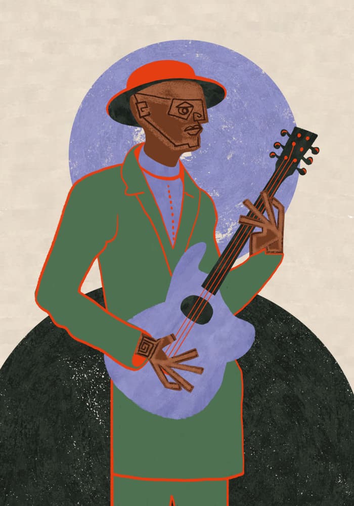 Blues Guitar Man by Gulcihan Ozguc — canvas wall art