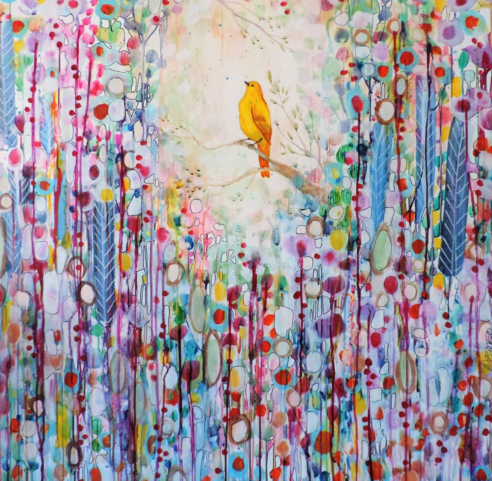 Vibrant Garden Bird by Sylvie Demers — canvas wall art