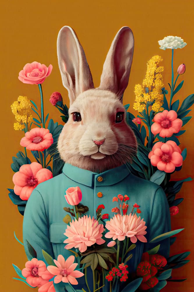 Bunny in Bloom by Treechild — canvas wall art
