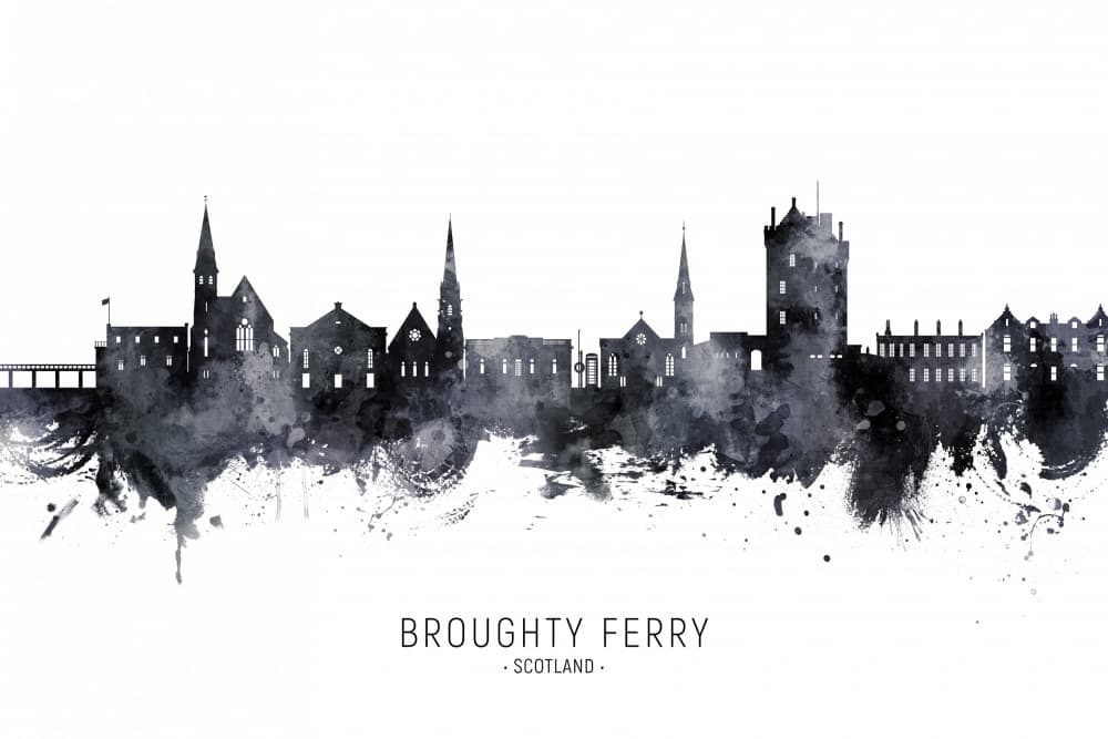 Broughty Ferry Watercolor Skyline by Michael Tompsett — canvas wall art