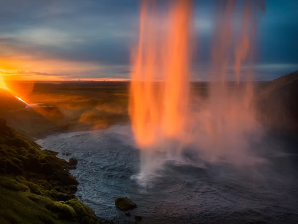 Orange Waterfall Glow by Adrian Popan — canvas wall art