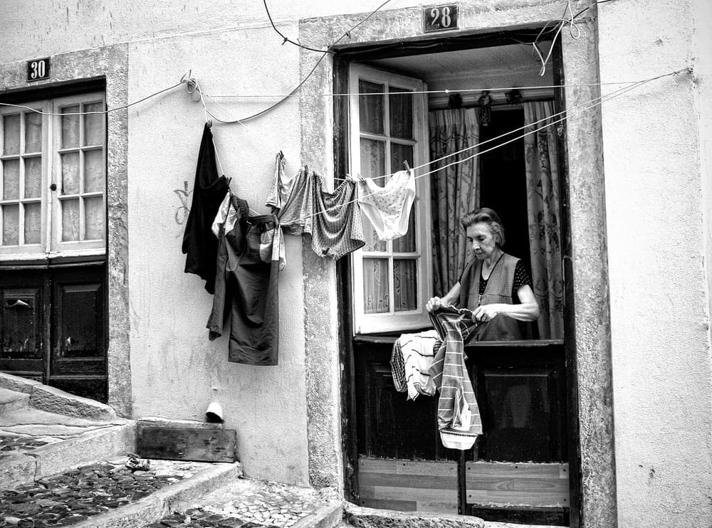 Old Woman Laundry Day by Fernando Alves — canvas wall art