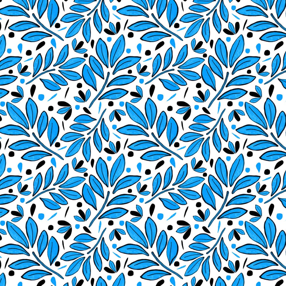 Organic Blue Leaf Pattern by Michele Channell — canvas wall art