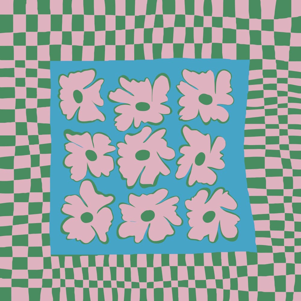 Groovy Flower Checkerboard by Miho Art Studio — canvas wall art