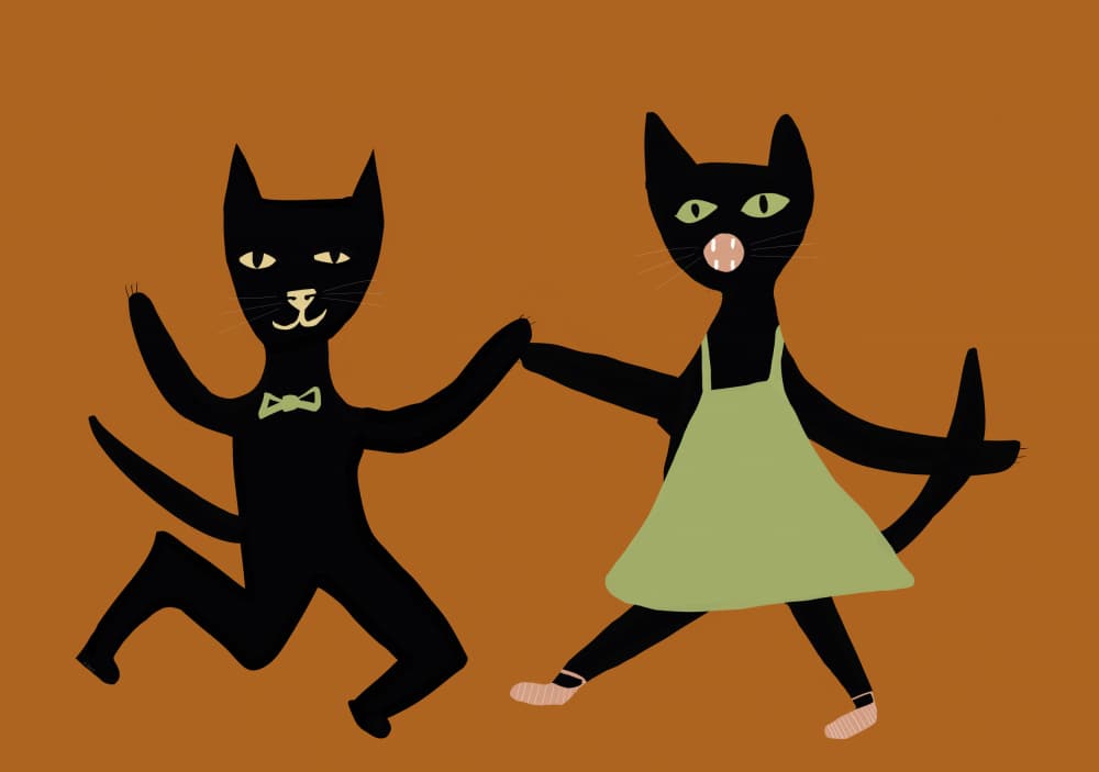 Dancing Black Cats by Sharyn Bursic — canvas wall art