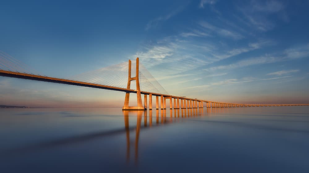 Golden Bridge Reflections by Dmitry Kupratsevich — canvas wall art