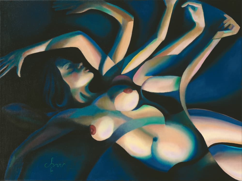 Sensual Blue Woman by Corné Akkers — canvas wall art