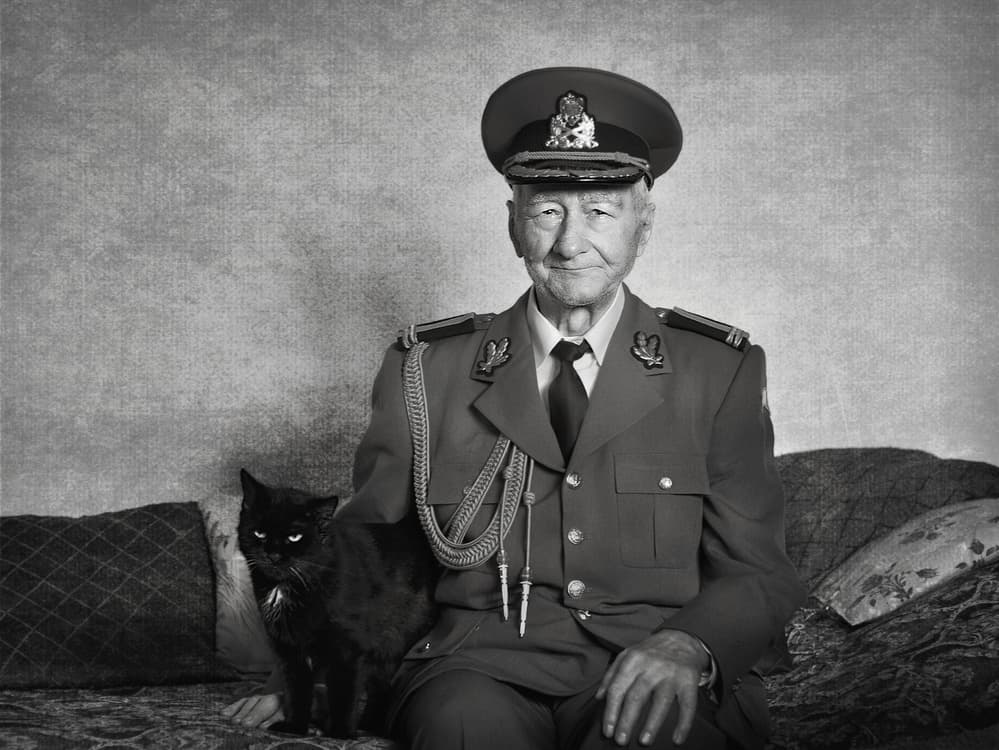 Vintage Officer Black Cat by Nicoleta Gabor — canvas wall art
