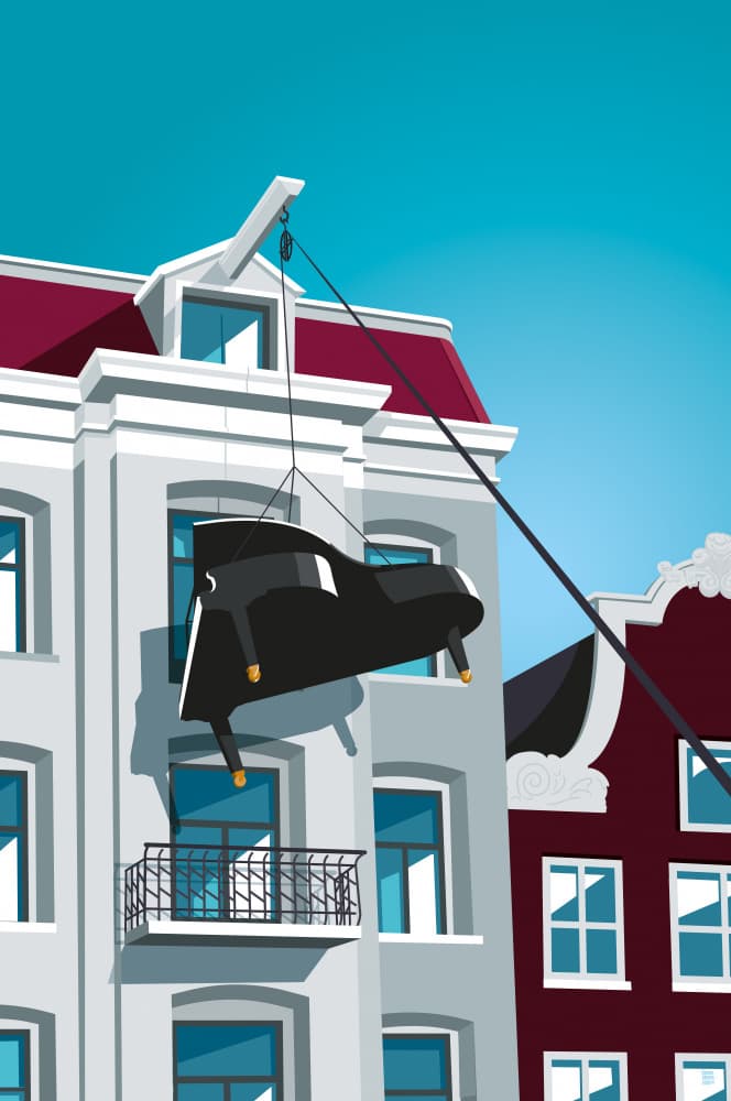 Amsterdam Piano Move by Remko Heemskerk — canvas wall art