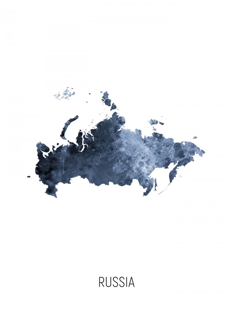 Blue Russia Map by Michael Tompsett — canvas wall art