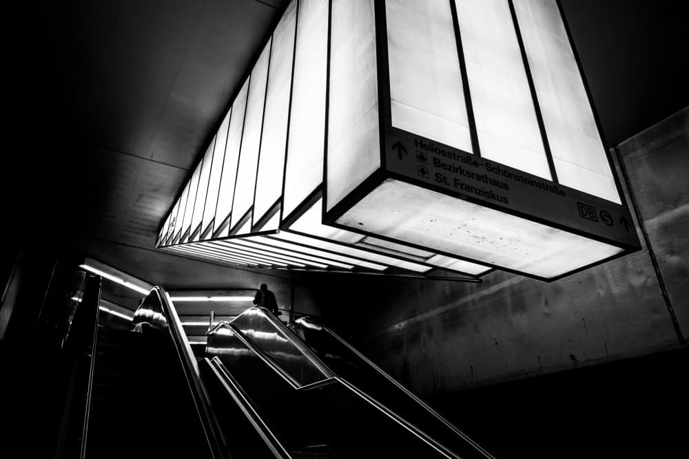 Urban Escalator Ascent by Adam Dauria ☂ — canvas wall art